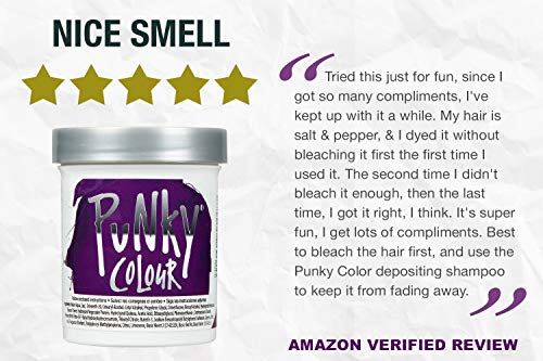 Punky Purple Semi Permanent Conditioning Hair Color, Non-Damaging Hair Dye, Vegan, PPD and Paraben Free, Transforms to Vibrant Hair Color, Easy To Use and Apply Hair Tint, lasts up to 35 washes, 3.5oz