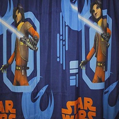 Star Wars Rebels Blue 63” Drapery/Curtain 4pc Set (2 Panels, 2 Tie backs) - Official Star Wars Product