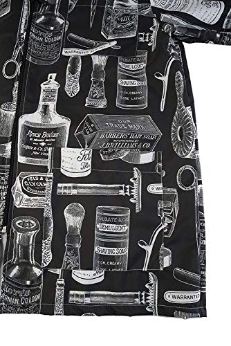 Betty Dain Vintage Print Barber Jacket, Throwback Style Illustrated Print, Black