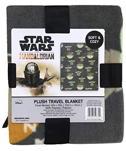 Disney Star Wars The Mandalorian The Child Baby Yoda Plush Travel Throw Blanket Grey 40x50 inch