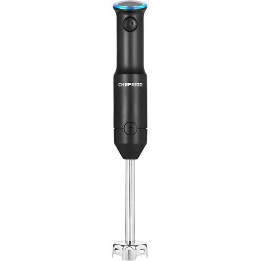 Chefman Cordless Portable Immersion Blender with One-Touch Speed Control - Quick Mix for Shakes, Smoothies, Soups, Dips, Sauces - Black - Stainless Steel Blades - BPA-Free - Dishwasher Safe