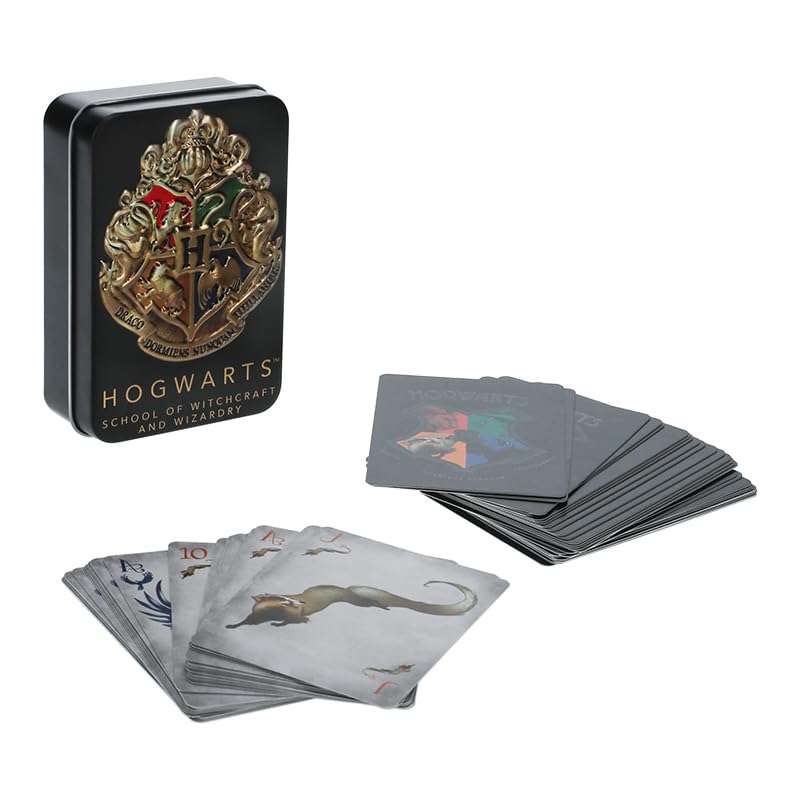 Paladone Hogwarts Playing Cards in a Tin Black, Harry Potter Game & Activity, 52 Cards Representing Gryffindor Ravenclaw Hufflepuff Slytherin