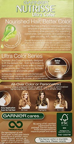 Garnier Nutrisse Ultra Color Nourishing Hair Color Creme, HL3 Golden Honey (Packaging May Vary)