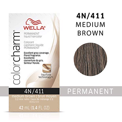 Wella Color Charm Permanent Liquid Hair Color for Gray Coverage 4N Medium Brown