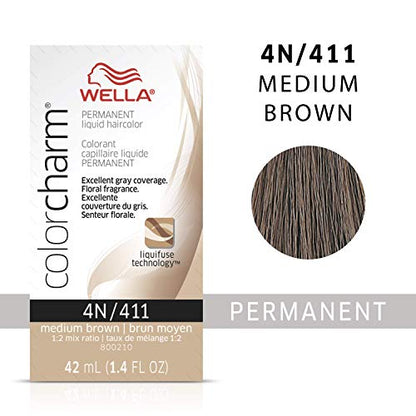 Wella Color Charm Permanent Liquid Hair Color for Gray Coverage 4N Medium Brown