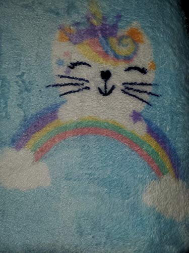 Warm and Snuggly Rainbow Kitty Throw Blanket Caticorn 50x60in