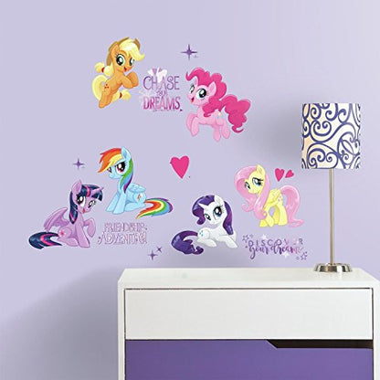 RoomMates RMK3551SCS My Little Pony The Movie Peel & Stick Wall Decals with Glitter, Multicolor, 8"