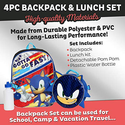 Boys 4PC Sonic the Hedgehog Licensed Backpack and Lunch Set