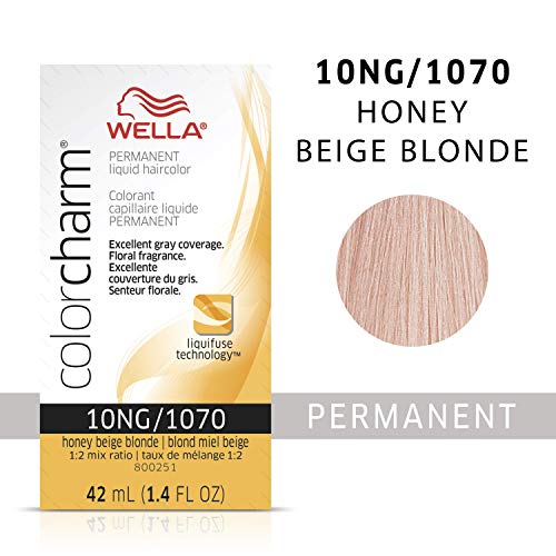 Wella Color Charm Permanent Liquid Hair Color for Gray Coverage Liquid 1070/10NG Honey Blonde