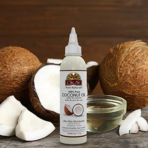 OKAY | 100% Pure Coconut Oil | For All Hair Textures & Skin Types | Ultra Skin Moisturizer & Promotes Healthy Hair Growth | All Natural | Free Of Parabens, Silicones, Sulfates , yellow , 4 Oz