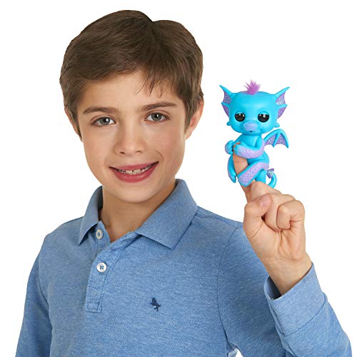 WowWee Fingerlings - Glitter Dragon - Tara (Blue with Purple) - Interactive Baby Collectible Pet - by