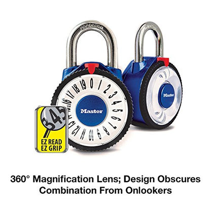 Master Lock 1588D Locker Lock Combination Padlock with Magnification Lens, 1 Pack, Assorted Colors