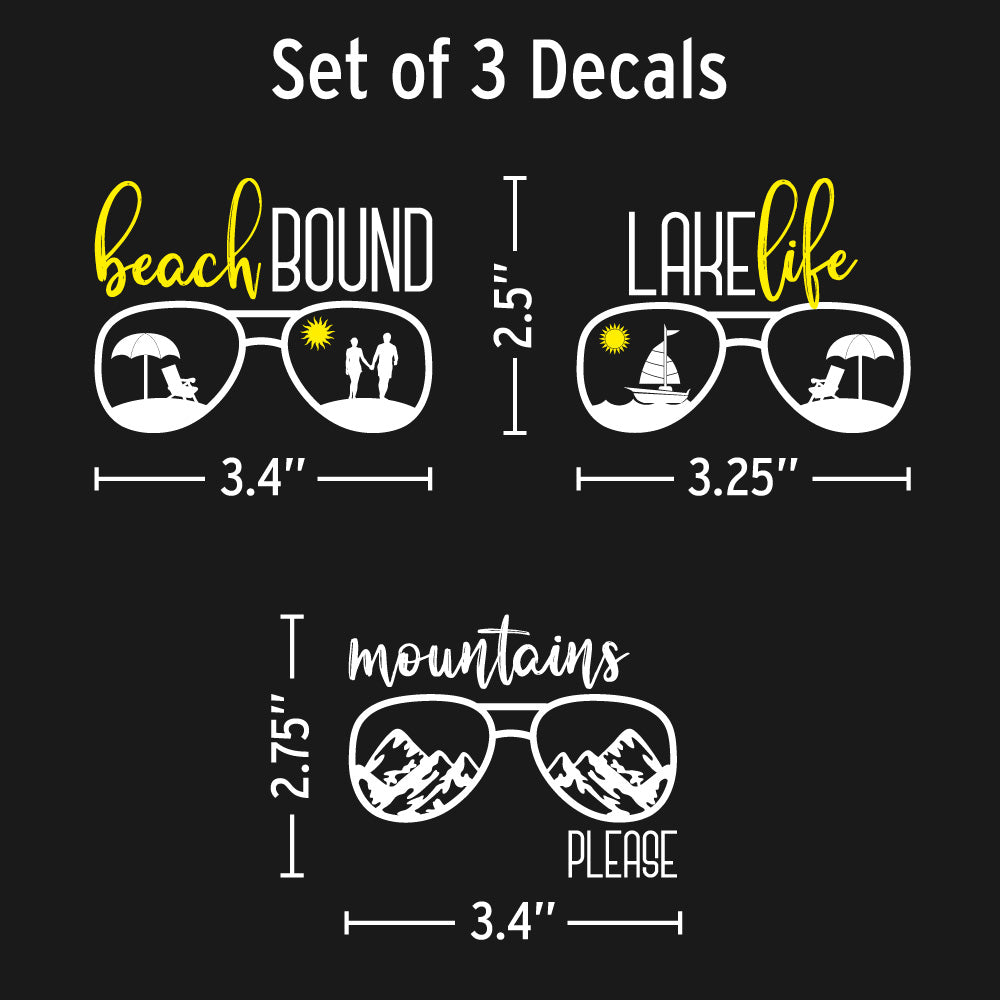 Auto Drive - Sunglasses Decal - White Print on Clear Outdoor Rated Vinyl - Includes 3 Decals