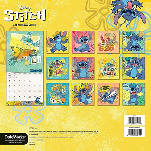 Trends International 2022 Disney Stitch - 24" x 12" - 16 Month Calendar