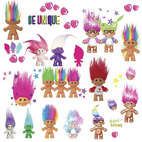 RoomMates RMK3062SCS Good Luck Trolls Peel and Stick Decals Wall Decorations, Multicolored