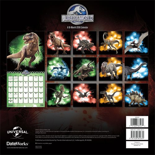 2016 Jurassic World Wall Calendar by Trends International