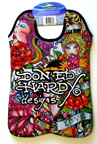 Ed Hardy Designs By Christian Audigier Neoprene 2 Bottle Wine Beverage Tote (Tatto Tiger Geisha)