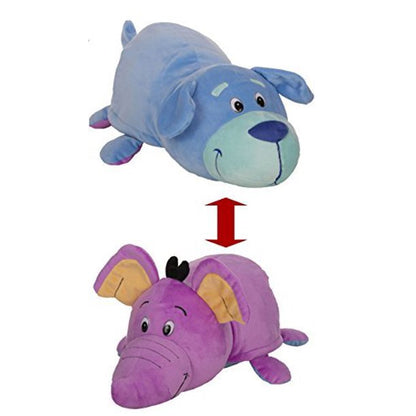 FlipaZoo 16 inch Azury Puppy / EWA Elephant Transforming 2-in-1 Plush Pillow