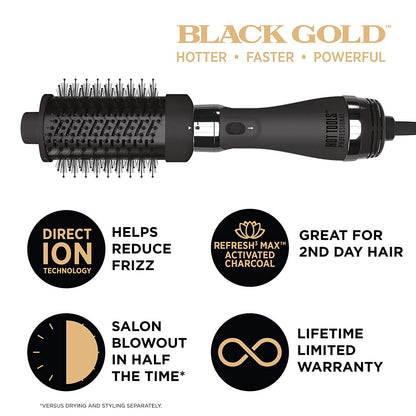 Hot Tools Professional Black Gold Detachable One-Step Volumizer and Hair Dryer, 2.4" Small Barrel