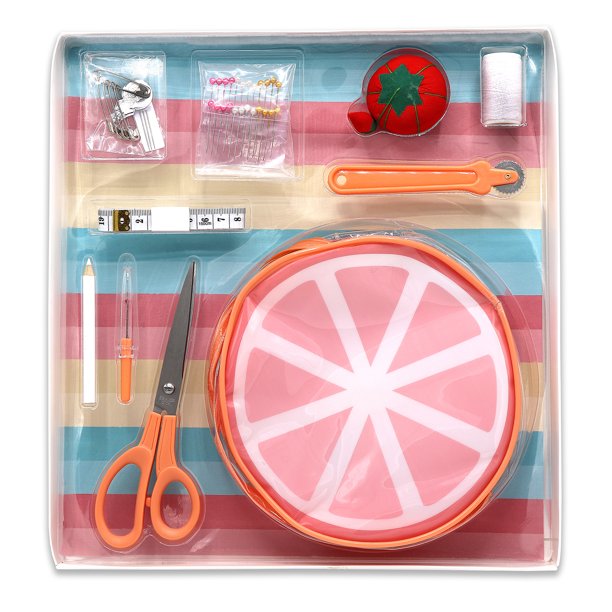 Gwen Studios Beginners and Travel Sewing Kit, Tangerine Zipper Pouch, 31Pc