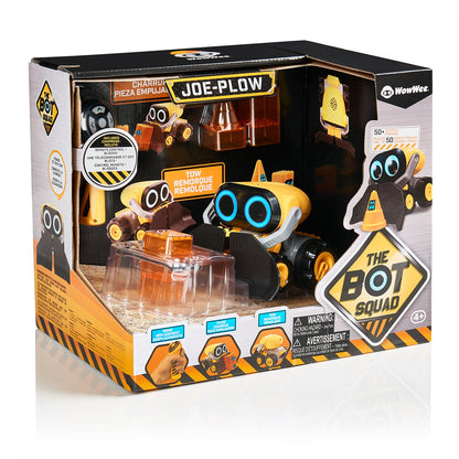 WowWee BotSquad Joe Plow (JP) - Interactive Robot Construction Vehicle Toy with Plow Attachment, Building Blocks, and Remote Control