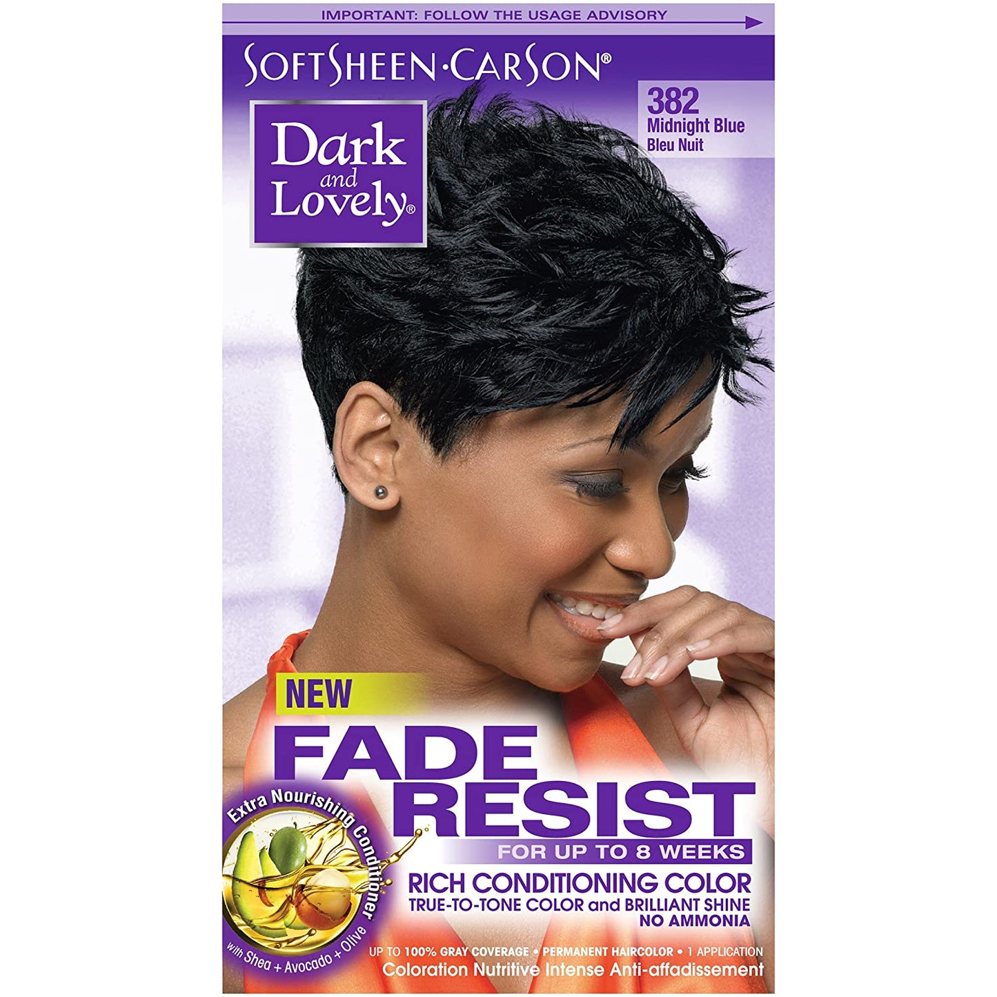 Dark and Lovely Fade Resist Rich Conditioning Hair Color, Brilliant Shine with Argan Oil and Vitamin E, Midnight Blue