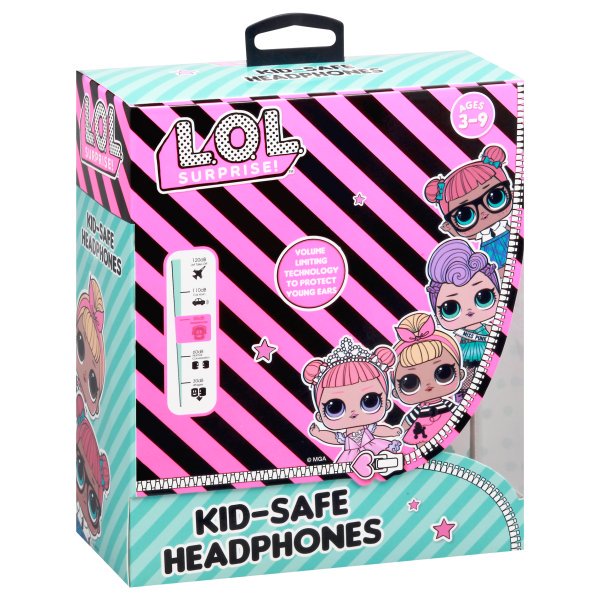 L.O.L. Surprise! Kids Safe Over The Ear Headphones HP2-03136 | Kids Headphones, Volume Limiter for Developing Ears, 3.5MM Stereo Jack, white/black Recommended for Ages 3-9, by Sakar