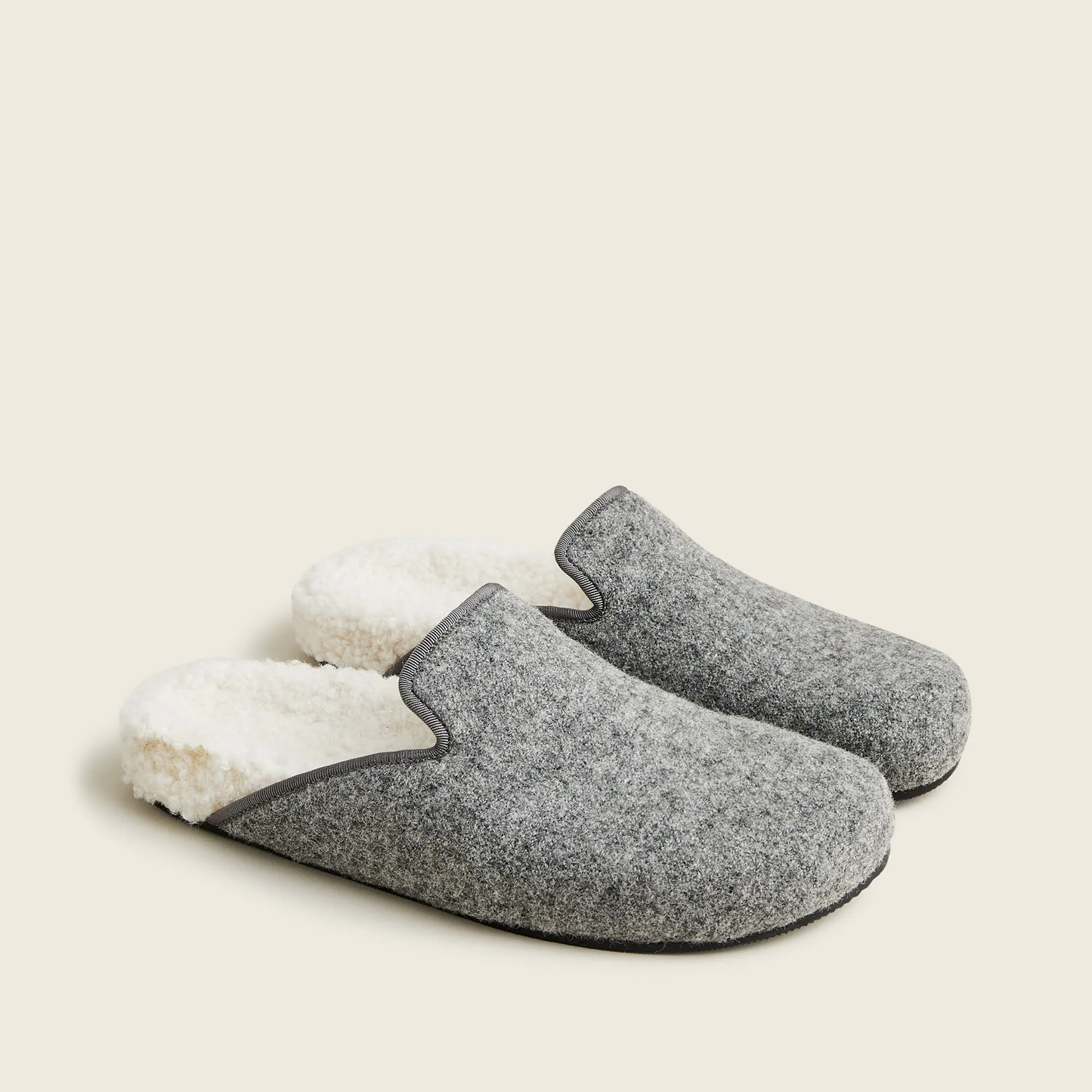 JCrew - Pacific sherpa-lined felt clogs - Heather Ash