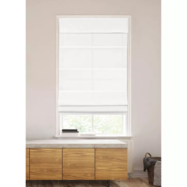 Light Filtering Cordless Roman Window Shade White 64 Inches (L), 27 Inches (W) - Lumi Home Furnishings