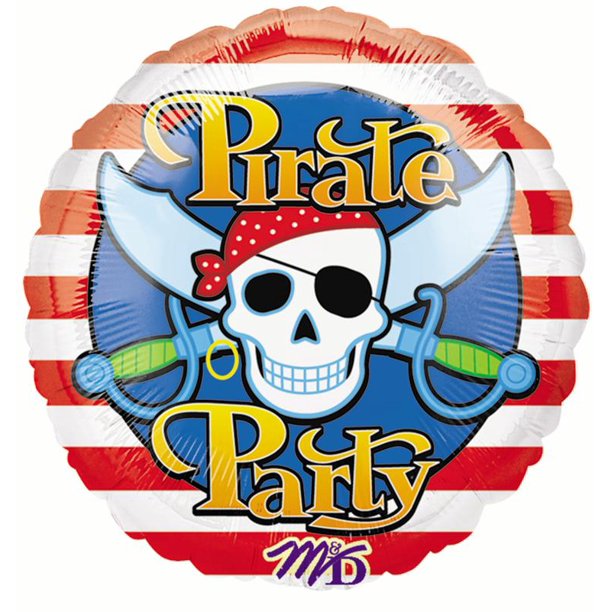 Anagram Pirate Party Skull and Cutlass HeXL 18" Foil Balloon, White Red