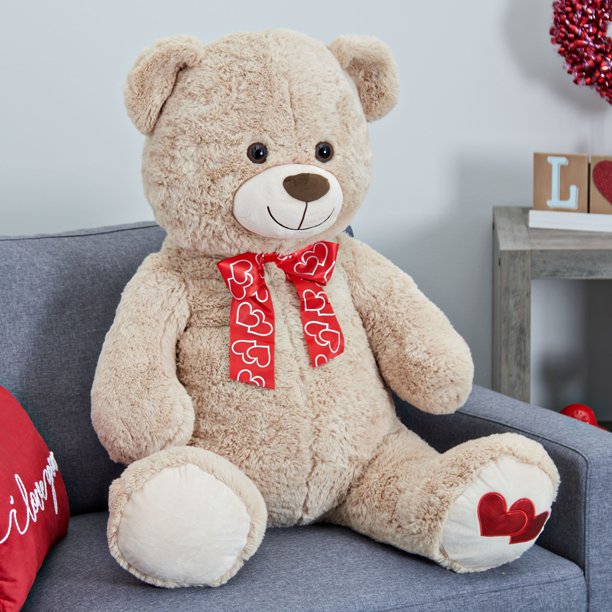 WAY TO CELEBRATE! 30" Valentine's Day Tan Teddy Bear Plush Toy