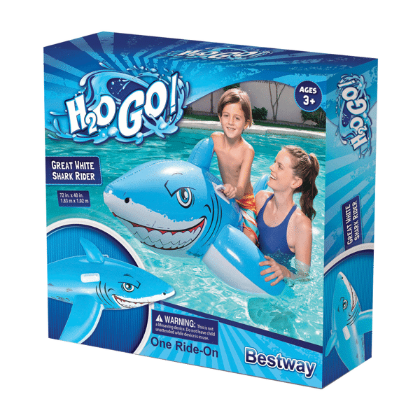 H2OGO Great White Shark Ride-On Float 72" Ages 3+