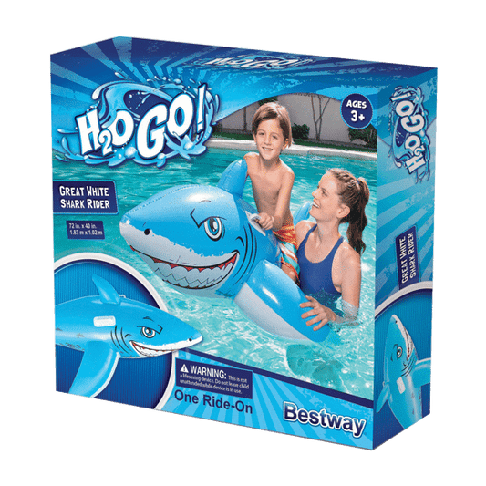 H2OGO Great White Shark Ride-On Float 72" Ages 3+