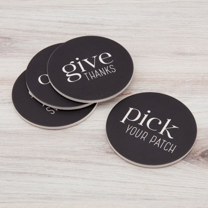 Way to Celebrate Round Drink Coasters, Ceramic, Give, 4-Pack, Multi-Color