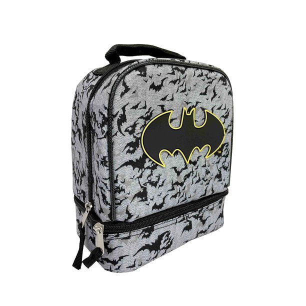 Kids Warner Brothers Batman Dual Compartment Drop Bottom Lunch Bag for Boys