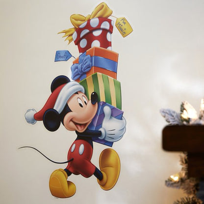 Disney Vinyl Wall Cling-Mickey w/Stack of Presents-Disney