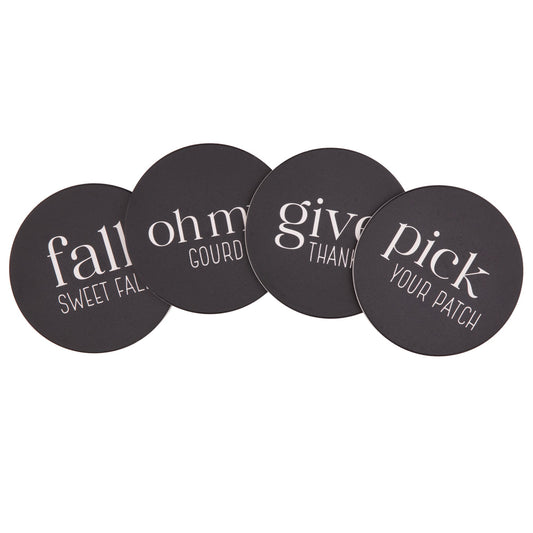 Way to Celebrate Round Drink Coasters, Ceramic, Give, 4-Pack, Multi-Color