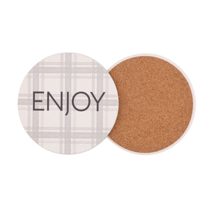 Way to Celebrate Round Drink Coasters, Ceramic, Leaves, 4-Pack, Multi-Color