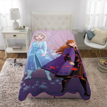 Disney Frozen Kids Blanket, Twin/Full, Microfiber Coral Fleece, Purple