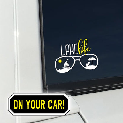 Auto Drive - Sunglasses Decal - White Print on Clear Outdoor Rated Vinyl - Includes 3 Decals