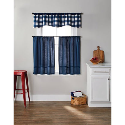 Better Homes & Gardens Checks N Solids 3-Piece Kitchen Window Curtains