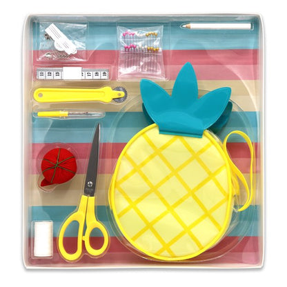 Gwen Studios Beginners and Travel Sewing Kit, Pineapple Zipper Pouch, 31Pc