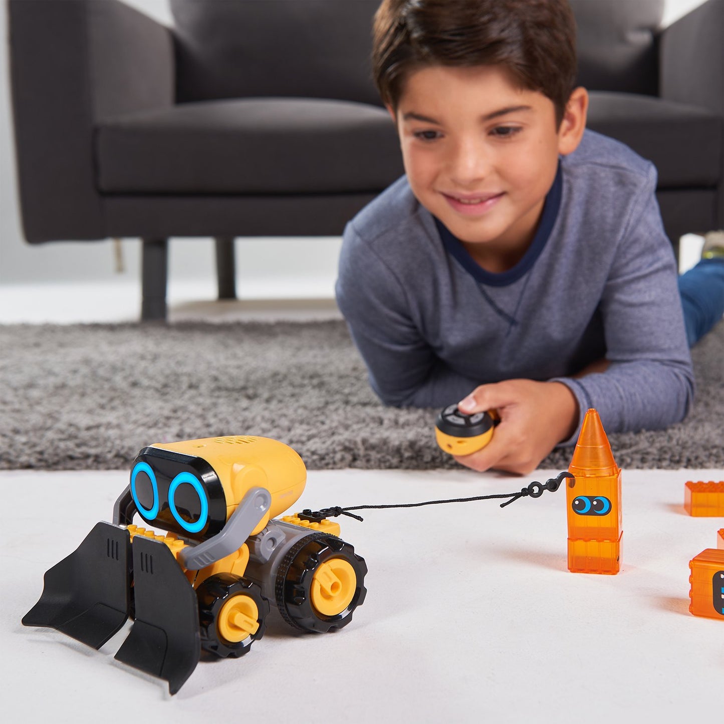 WowWee BotSquad Joe Plow (JP) - Interactive Robot Construction Vehicle Toy with Plow Attachment, Building Blocks, and Remote Control