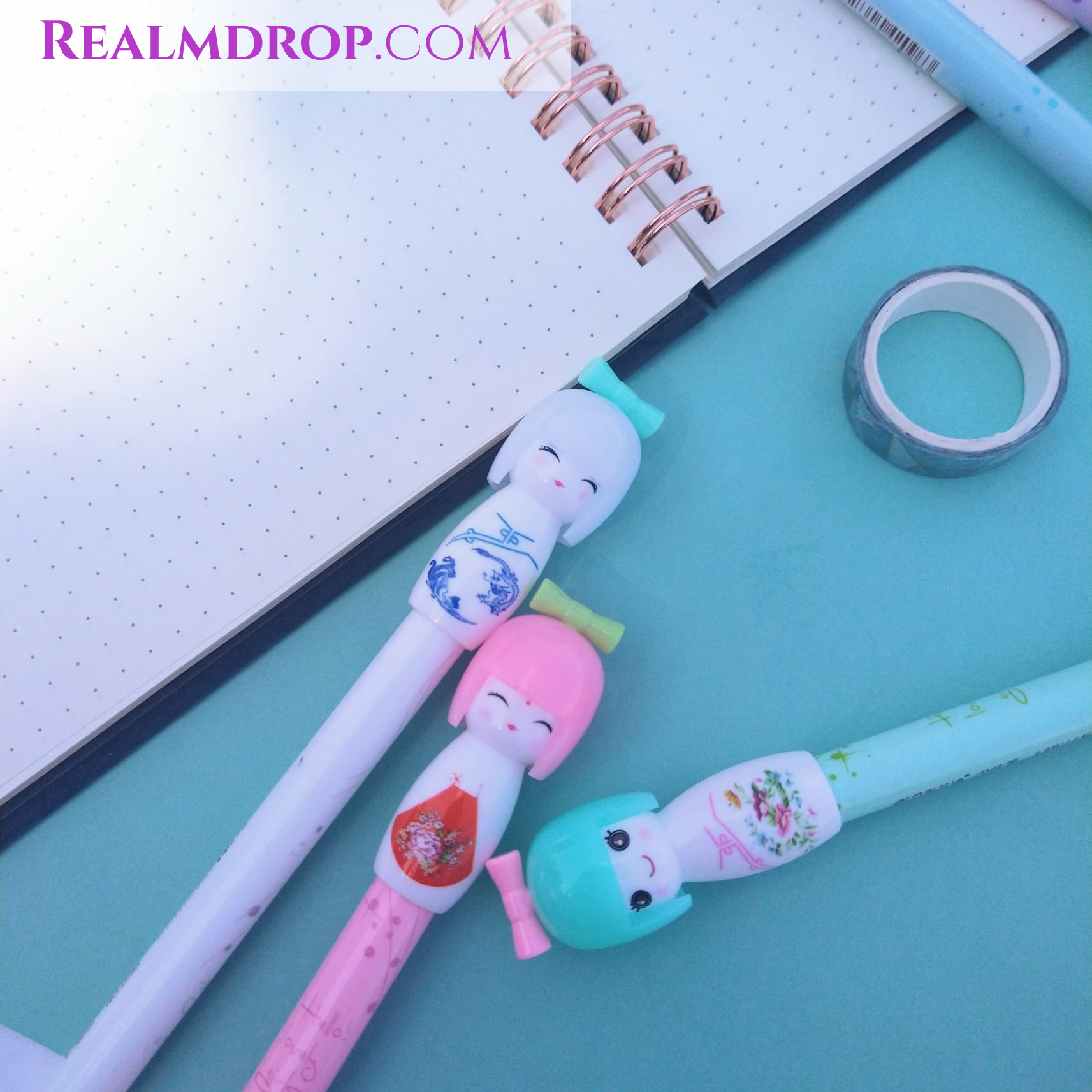 Cute Gel Pens Japanese Kokeshi Doll Set of 4 Pens, Kawaii Gel Pens