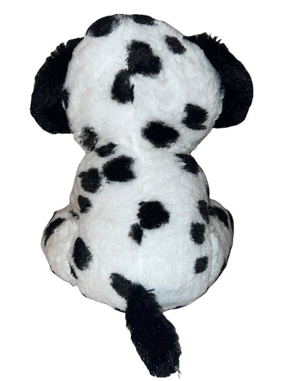 Puppy Hug Me Sitting Black And White Dog W/ Red Bow Stuffed Plush age 3+