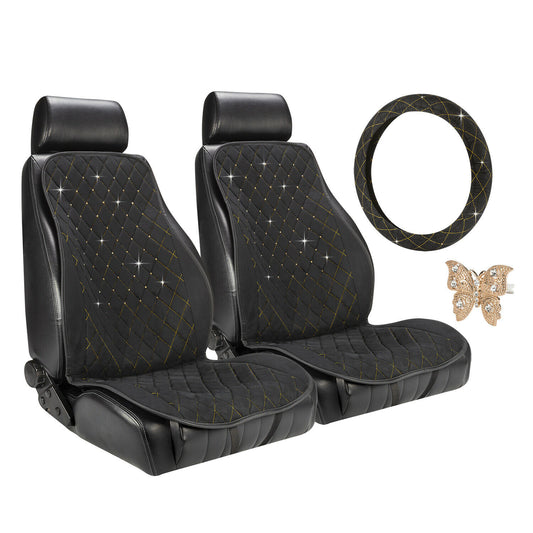 Pilot Gold Seat Cover Combo Embellished with Swarovski Crystals Fit Most Cars, SUVs, Trucks, Vans