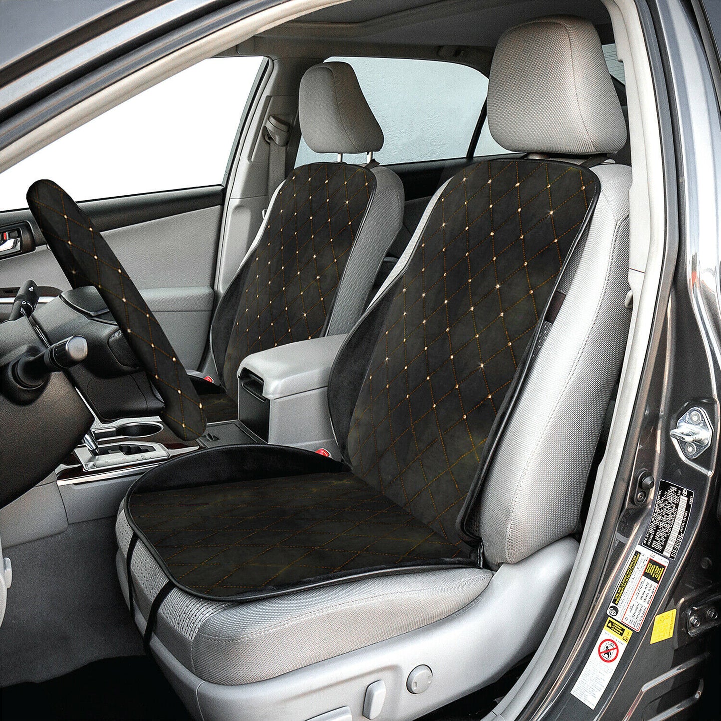 Pilot Gold Seat Cover Combo Embellished with Swarovski Crystals Fit Most Cars, SUVs, Trucks, Vans