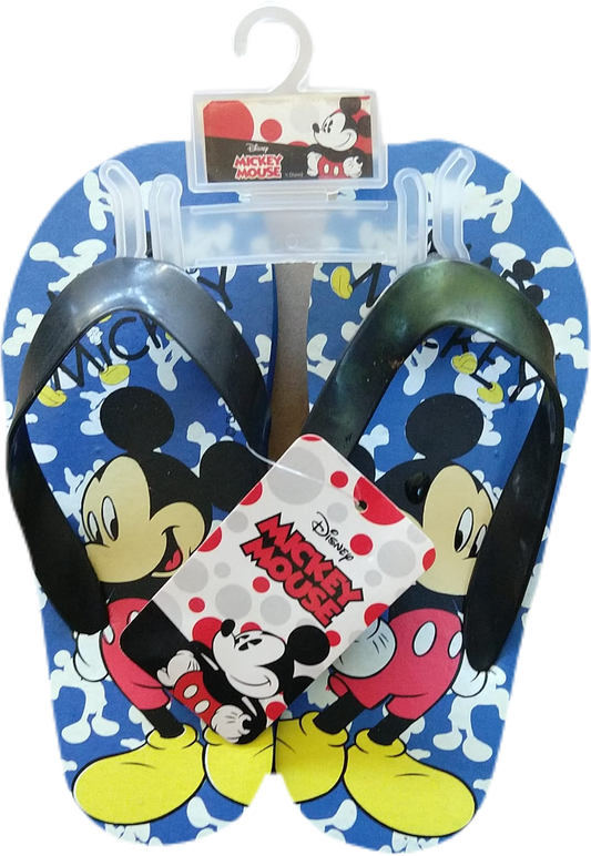 Mickey Mouse Kids Flip Flops Blue With Black Size 2/3